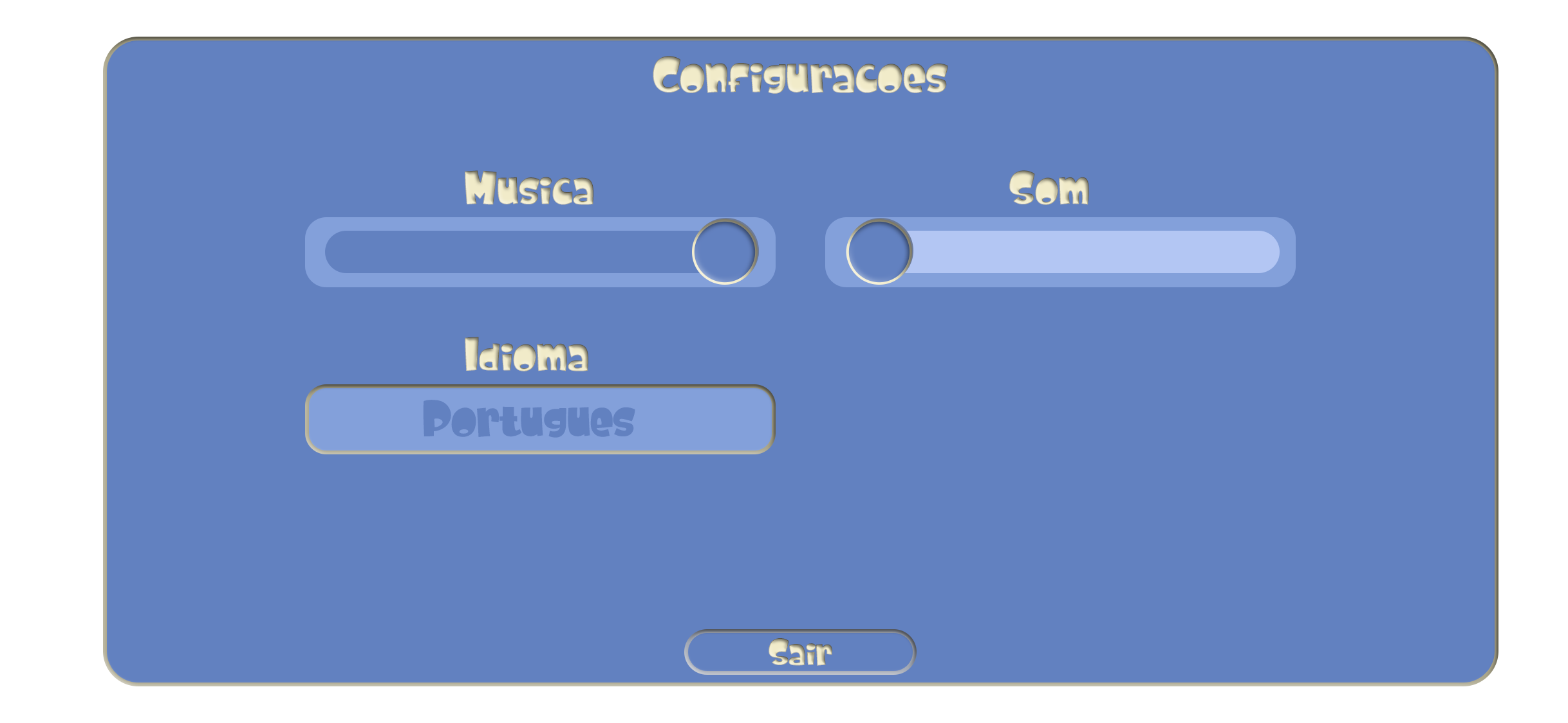 Configurações do jogo